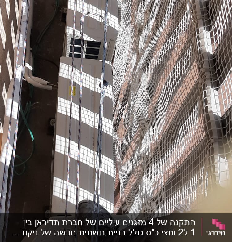 יחידת מיזוג אוויר חיצונית עם רשת בטיחות